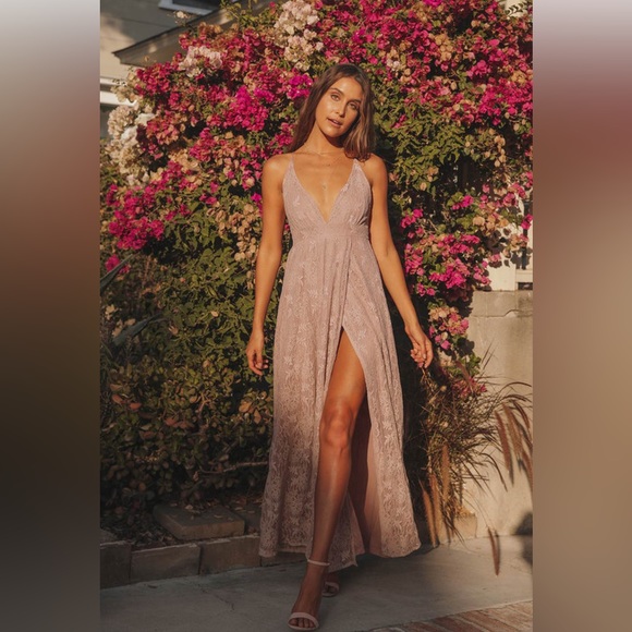 Lulus Dresses & Skirts - Lulus dusty pink maxi lace up dress NWOT